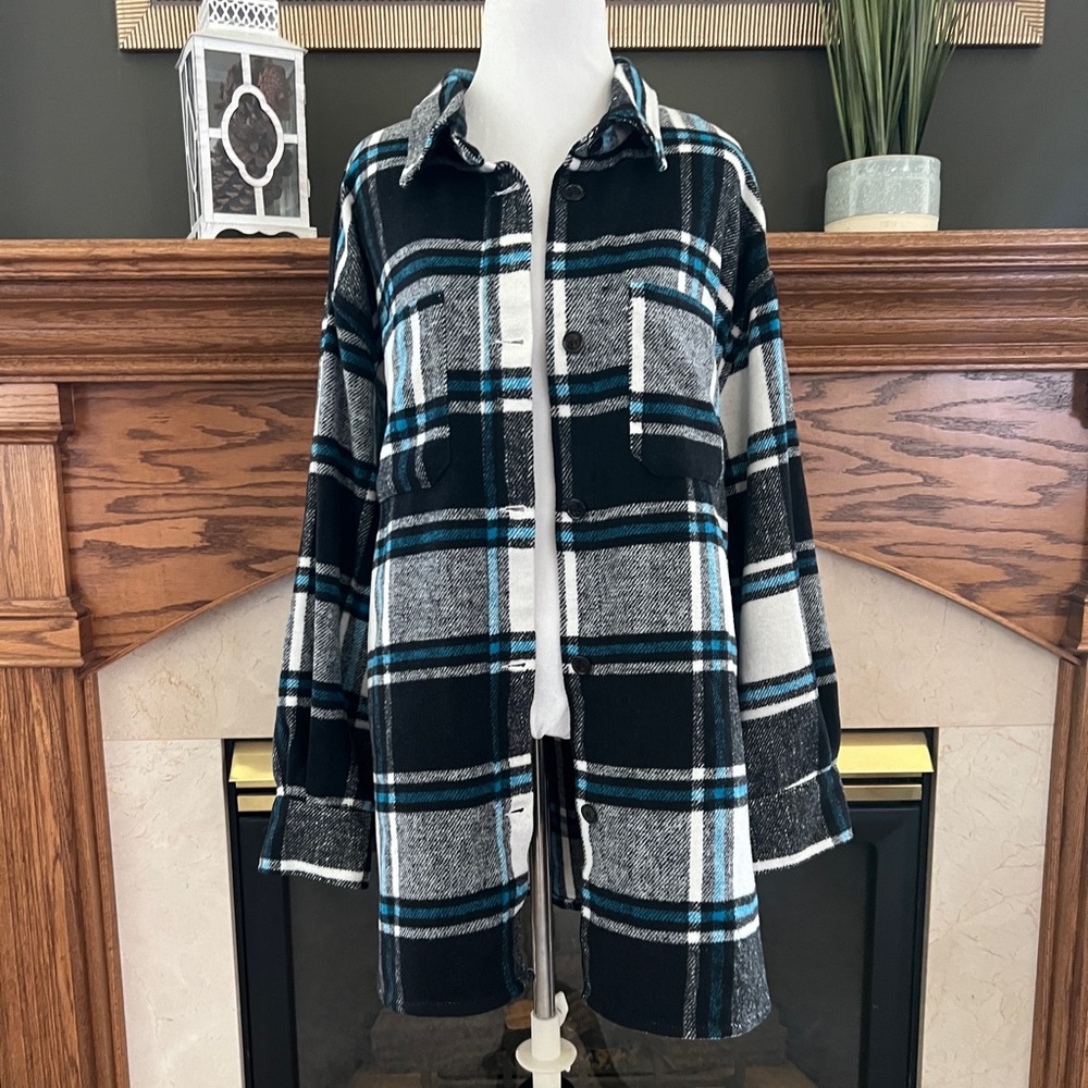 Jason Maxwell Outerwear Collection Plaid Shirt Jacket Shacket Size Large